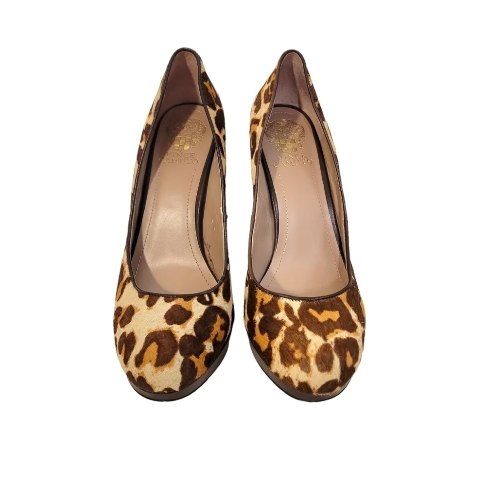 Vince Camuto Leopard Print Pony Hair Platform Heels